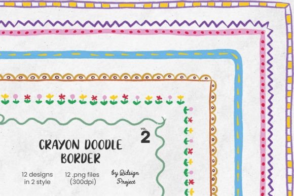 12 Crayon Doodle Border, Decorative Page: Strategic Design for Handcrafted Brand Identity