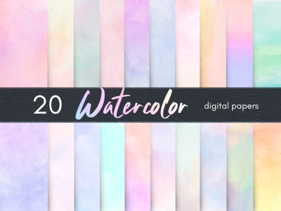 20 Pastel Watercolor Digital Papers