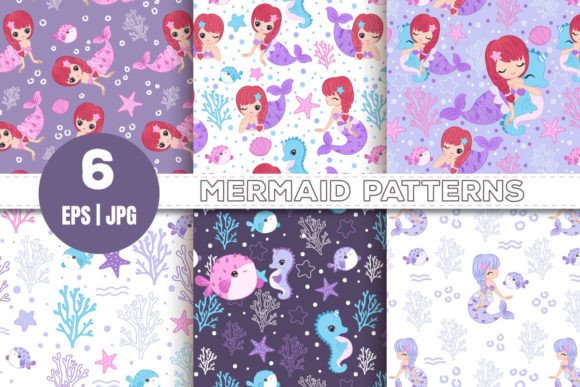 Cute Mermaid Seamless Pattern V.01