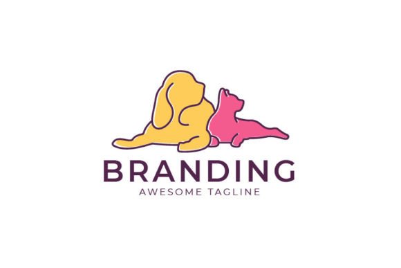 Dog Cat Branding Logo Template for Modern Luxury