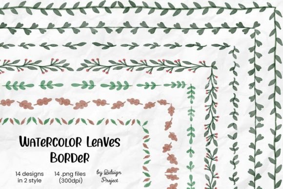 Elevate Your Paper Crafts with Elegant Watercolor Leaves Border Clipart