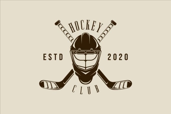 Ice Hockey Helmet and Stick Logo Vector