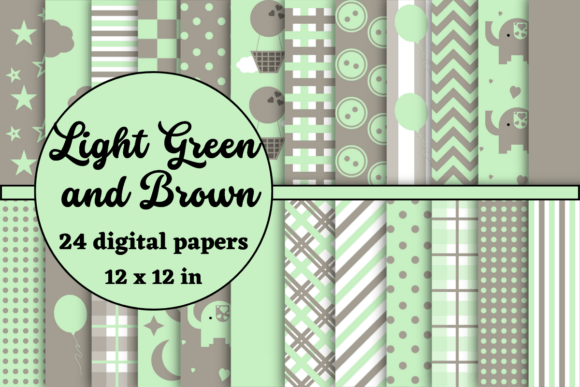 Light Green and Brown Baby Digital Paper