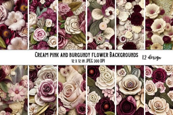 Pink and Burgundy Floral Backgrounds for Creatives