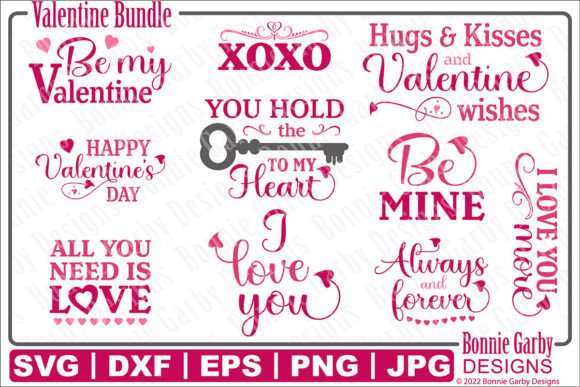 Valentine Sentiments SVG Bundle Clip Art